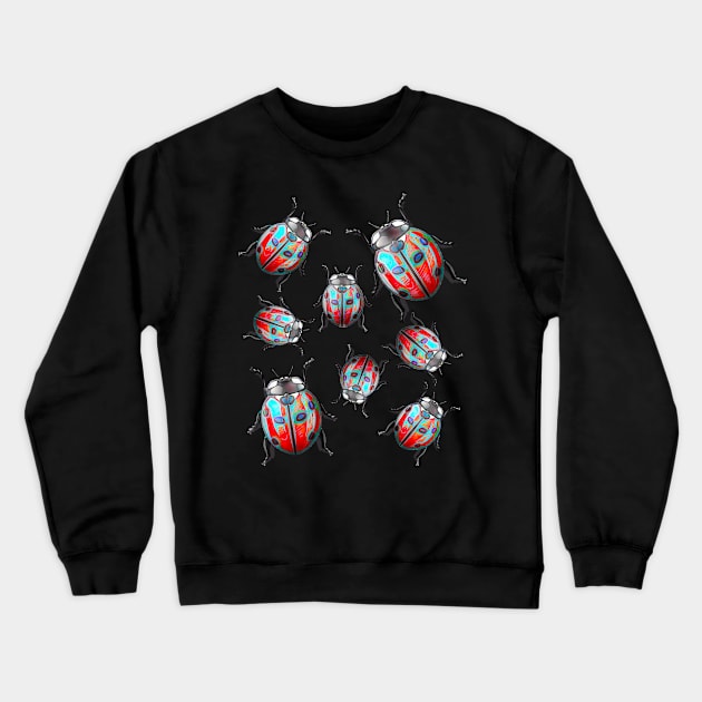 Pyschedelic Lady Beetle Crewneck Sweatshirt by crunchysqueak